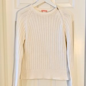 J. Crew Ribbed Cotton Crewneck Sweater w/ Zipper